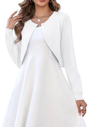 Zeagoo White Cardigan for Women Lightweight Summer Bolero Shrug Open Front Crop Cardigan 2026 Jackets for Women