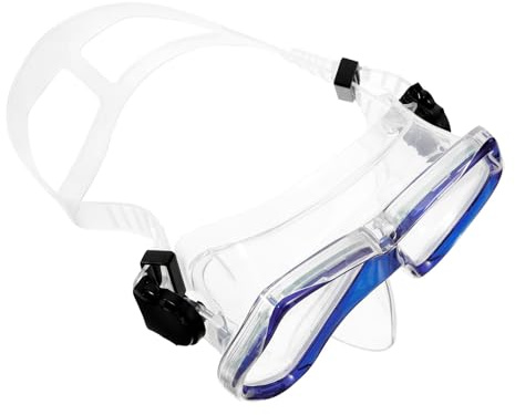 Veemoon Lunettes de Natation Unisexes à Monture Large Bleue Transparente, Étanches et Anti-buée, Sangle Réglable pour Adultes, Masque de Plongée Grand Angle de Vision, Adaptées