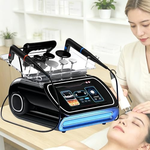 CGLYYDS Appareil De Thérapie Tecar, étirements Et Rééducation Faciale par Radiofréquence, Appareil Tecar 448 Khz avec électrodes, Gestion De La Douleur, 8 Sondes, 2 Poignées Et 1 Plaque Négative
