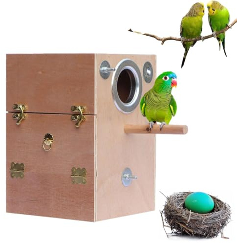 Parakiter häckningslåda, papegojbo avelslåda Trä | Bird House Kanariefågel Trä Avellåda för Lovebirds Husdjursupphängd voljär Parakit undulat Cockatiel häckningslåda