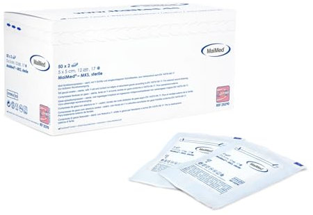 Maimed - Compresas de gasa estériles - blanco - 5 x 5 cm - 100 unidades