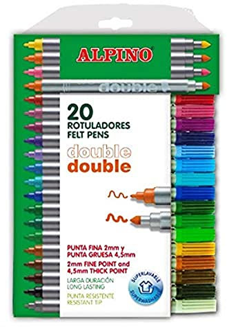 ALPINO AR000058 Pack 20 Filzstifte Doppelfasermaler farblich sortiert