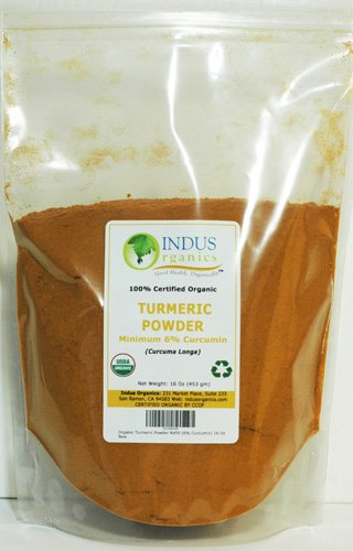 Indus Organics Turmeric (6% Curcumin) Powder, Refill Bag, 1 Lb, Premium Grade, High Purity, Freshly Packed …