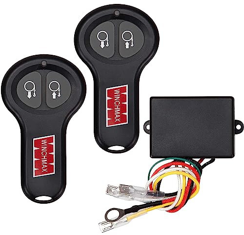 WINCHMAX 24v Wireless Winch Remote Control Kit. Twin Handsets with 100ft / 30m Range. Compact Receiver 60mm x 45mm x 22mm. Auto Power Shut-Off to Preserves Batteries