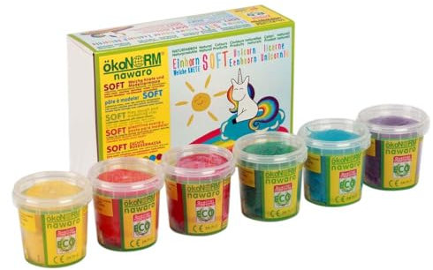 ökoNORM 79515 Nawaro Soft Modellierknete Spielknete 6 Farben Set Einhorn (Rot, Orange, Gelb, Grün, Cyan, Violett), Ton, Verschiedene, Einheitsgröße, 1090 Gramm