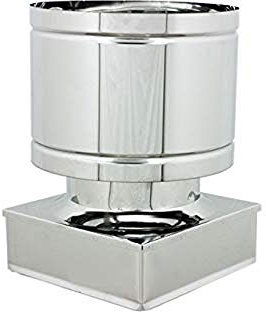 Terminale circolare 4 venti per canne fumarie in acciaio inox con base quadrata (DN 120 sezione 370x370)