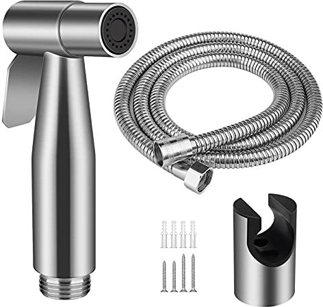 Pulvérisateur de Bidet à Main, Douchette WC de Toilette en Acier Inoxydable avec Support e 1.5M Flexible de Douche pour Nettoyage des Toilettes, Bain pour Animaux de Compagnie, Hygiène Personnelle