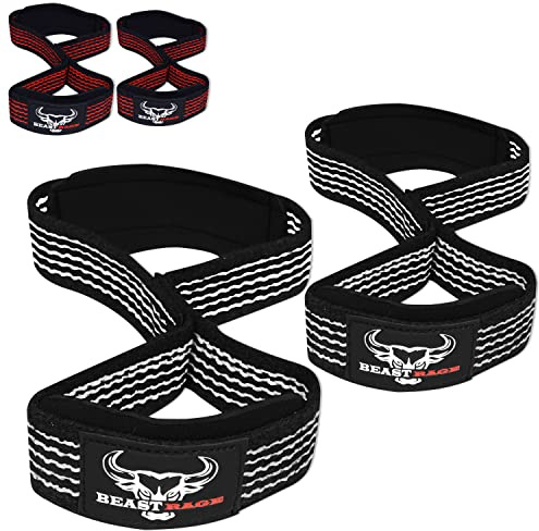 BEAST RAGE Figur 8 remmar för tyngdlyftning Professionellt vadderat stöd Fitness Deadlift Powerlifters Bomullsremmar Gym Handledsremmar