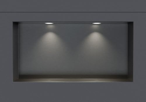 Bernstein Nicchia da parete in acciaio inox NT306010X senza bordo con faretti LED - 30 x 60 x 10 cm (A x L x P) - colore selezionabile, Colore:Gunmetal, LED-Spot:2x Spot Einbaurahmen Weiß matt