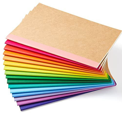 feela 16 Pack Kraft Notebooks A5, 60 Pages Lined Notepad Journal Bulk, Soft Brown Cover Multipack Notebooks for Students Travelers Writing Plans, Memos Office School Supplies, 14X21cm, 8 Colours