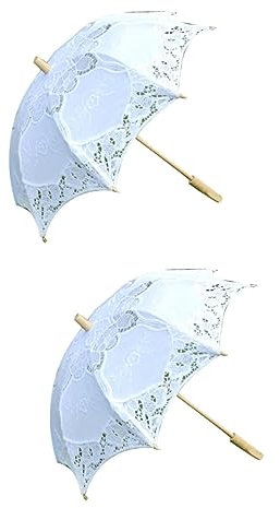 VALICLUD 2st Bühnenschirm Foto Spitzenschirm Regenschirm Aus Spitze Dekorativer Regenschirm Brautjungfer Weiß Hölzern Bastelschirm Hochzeit