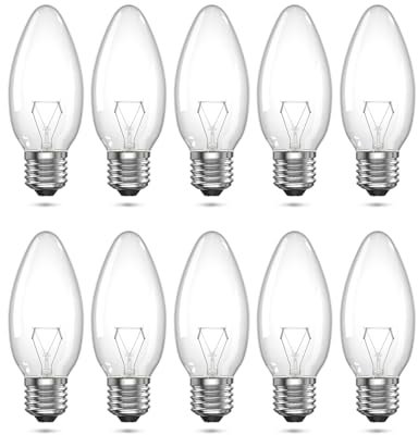 BrightArk Halogen Kerzenlampe E27 42W Leuchtmittel Kerze C35 Dimmbar Warmweiß 2600K 230V Edison Schraube HalogenLampen Klarer Transparenter 300Lm für Schlafzimmer Küche Wohnzimmer, 10 per Pack