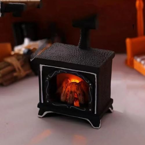 Cheminée miniature pour maison de poupée avec lumière, ornements décoratifs créatifs, décorations de maison, jouets pour enfants, accessoires de nain de Noël miniature