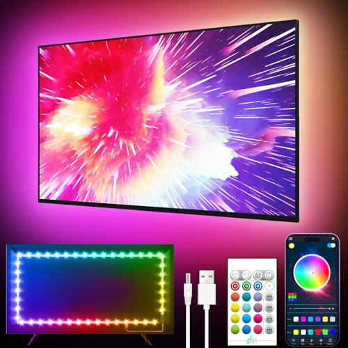 GIPOYENT TV LED Lights, 13.1Ft LED Lights for 40-65 Inch, TV Behind with Bluetooth Function - RGB Color Changing Light Strip for Home Theater(13.1ft)