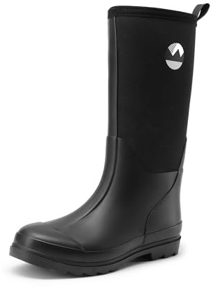 DREAM PAIRS Stivali da Pioggia Donna Alti Fino al Ginocchio Stivali con Circonferenza Gambale Elastica per Outdoor Giardino,Size 39,Nero,DWEMRB2506