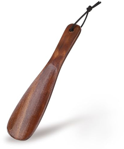 Elegaperma 1pcs Wooden Shoe Horn,7.56 Inches Short Handle Retro Wood Shoehorn,Shoe Horn Wood for Men Women Kids with Leather Lanyard,Shoes Stick Helper for for Seniors Pregnancy,Brown