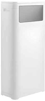 WanWanKa Bathroom Trash Can with Lid,Slim 6 Gallon Commercial Lagre Trash Bin, Tall Skinny Waste Bin with Press Top Lid, Narrow Garbage can for Kitchen,Living Room,Ofice,Laundary Room,Bedroom White