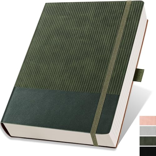 PYNEX Notizbuch A5 Liniert, Tagebuch mit Weichem Einband, Notebook, Journal Notizblock With 192 Blatt 100GSM, Tagebuch für Erwachsene,Schule - Dunkelgrün