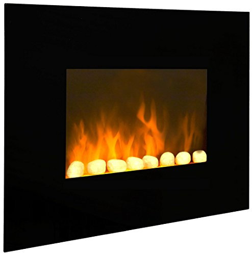 CHEMIN'ARTE Black fire Caminetto elettrico da Parete - Nero - Con Telecomando - 62x13x48cm - Effetto Fiamma a LED - Caminetto con Timer e Controllo Automatico di Temperatura