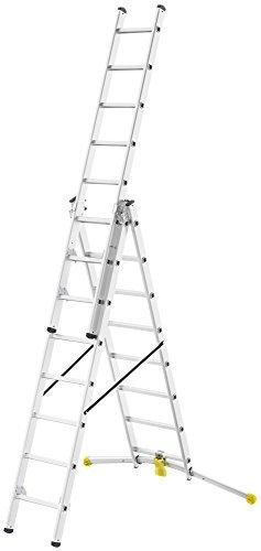 Hailo 1420-507 3-Part Hobbylot 2018 Aluminium Combination Ladder, Silver