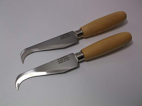 R Murphy USA Set of (2) Yarn Knives New Wood Handles 4in Hooked Curved Stiff Blades Multi Use Craft Knife High Quality Massachusetts USA