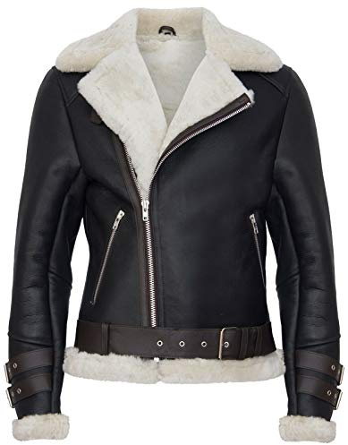 Infinity Leather Chaqueta de Cuero de Motorista Marrón de Piel de Oveja Real RAF B3 Pilot Para Hombre M