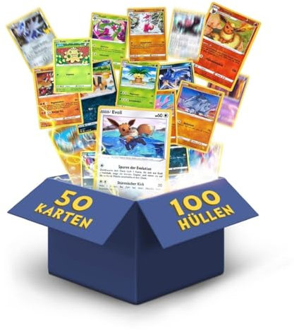 Pokemon Karten deutsch 50 Verschiedene 3 Seltene 3 Holo 1 zufällige Pikachu, Glumanda, Dedenne oder Evoli Sammelkarten Originale Pokemon Karten aktuelle Sets 100 Heartforcards® Card Guard Kartenhüllen