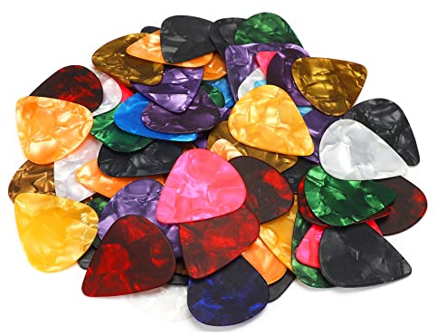 Augshy 90 Piezas Púas para Guitarra, Puas Guitarra, Puas de Guitarra Electrica con 3 Grosores Diferentes 0,46 mm / 0,71 mm / 0,96 mm para Guitarras Eléctricas, Clásica, Acústicas, Bajo o Ukelele