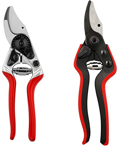 FELCO F 14 Gartenschere für Rechtshänder Nr. 14 (Schnitt-ø 18 mm, Länge 180 mm, Rebschere) & 77-140 160S Gartenschere (Schnitt-ø 20 mm, Baumschere für kleine Hände, Länge 200 mm)
