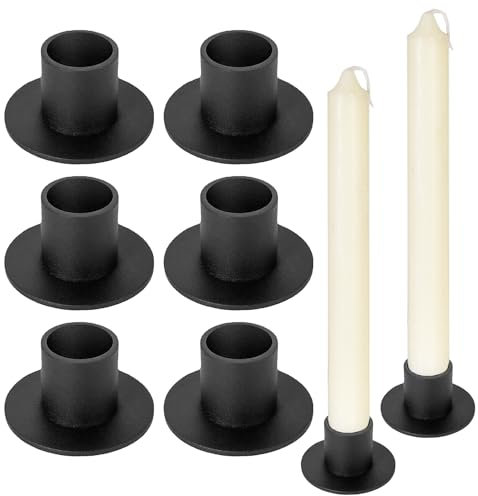 6Piezas Decoración de cenas portavelas,Portavelas de Metal Vintage,Candelabro de Hierro,para decoración de Velas, Color Negro para Velas de árbol, Velas de cumpleaños, Velas de Mesa, Velas de té