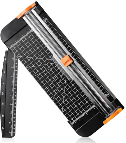 PRIDEEP A4 Paper Cutter 12 Inch Titanium Portable Paper Trimmer with Automatic Security Safeguard and Side Ruler for Craft Paper, Label,Coupon,and Cardstock