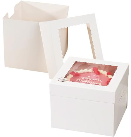 HYRYC 2pcs Boite Gateau Carton 20 x 20 x 20 cm Boîte à Gâteaux Boîte à Entremets pour le Transport de Petits Gâteaux ou Pâtisseries (2)