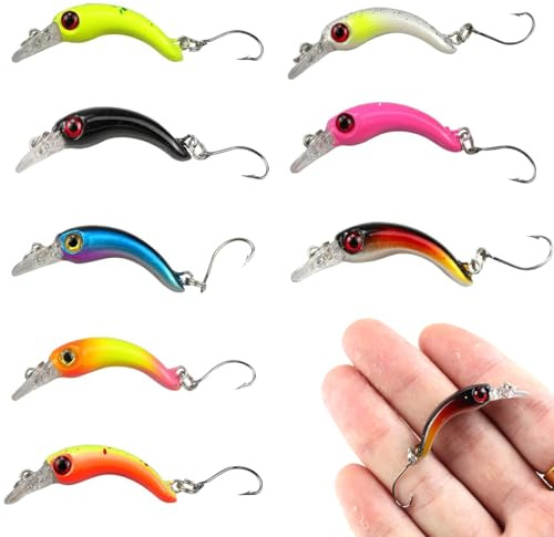 Set di 8 cucchiai da pesca, per trote, per spinner, per spinner multicolore, per pesca con gancio singolo, per l'uso in acqua dolce, acqua salata, trota, pesce persico