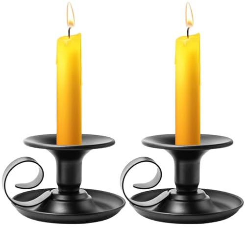 Candle Holder, Taper Metal Candle Stick Holder, Classic Candlestick Stand for Elegant Table Decor, Ideal for Parties, Weddings, and Home Lighting (Black)