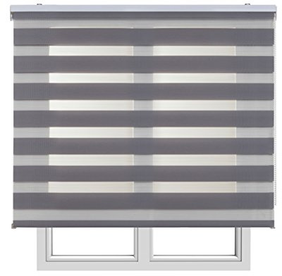 Estores Enrollables Noche y Día Elegantes con Tejido de Doble Caída para Puertas y Ventanas, Estor Noche y Dia de Fácil Instalación con Filtrado de Luz Ajustable STORESBASIC Gris 60x180