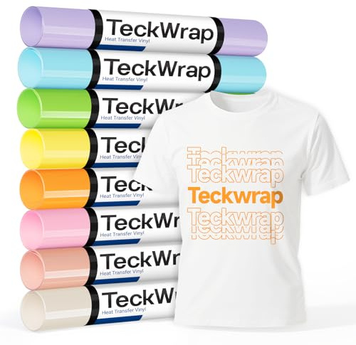 TECKWRAP Pastel Iron on Vinyl Boho Heat Transfer Vinyl Pastel- 12 x 3ft (30.5 x 92CM) 8 Rolls Pastel HTV for T-Shirts, Clothing, and Fabrics - Easy to Cut & Transfer DIY Projects