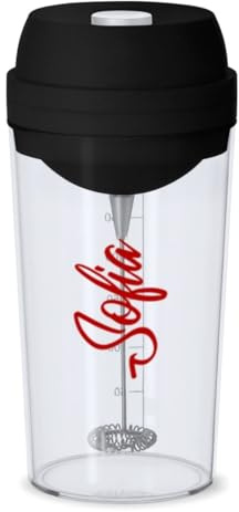 DEREGALOOS Mezclador Proteina Eléctrico Personalizado. Vaso Mezclador Recargable con Cable USB. Diseño Deportivo con Nombre. Ideal para Suplementos y Batidos. Shaker para Proteína, Cafe