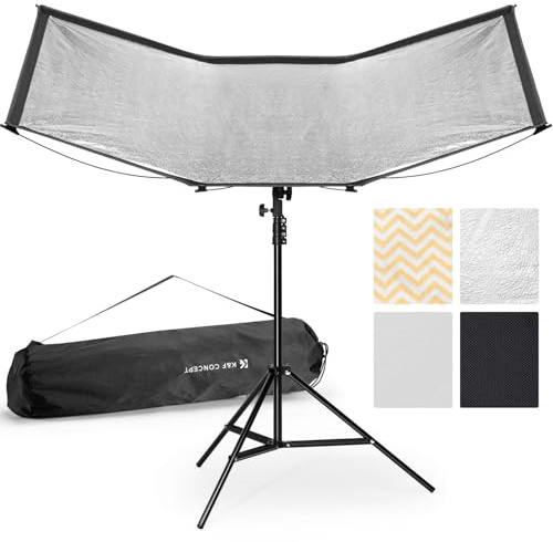 K&F CONCEPT Réflecteur incurvé, réflecteur Pliant à Ouverture Rapide avec Support et Sac de Transport, diffuseur de Photographie en Forme de U de 48x26''pour Les Portraits en Studio