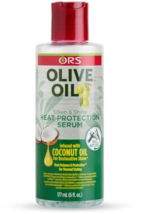 ORS Olive Oil Heat Protection Hair Serum - 177 ml, Infused With Coconut Oil, For Restorative Shine, With Frizz Free & Fast Drying Formula