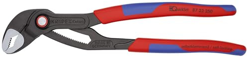 Knipex 87 22 250 10 Cobra QuickSet Hightech Comfort Grip Water Pump Pliers, Multi Component Grips 50mm Capacity, 250mm