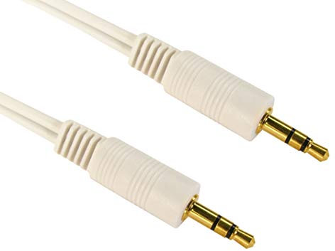 World of Data 3m 3.5mm Jack Cable WHITE Coloured 24k Gold Plated Audio Stereo Male to Male