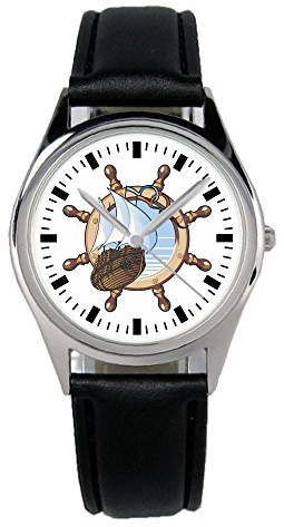 KIESENBERG Armbanduhr Seemann Fahrer Segler Geschenk Artikel Idee Fan Damen Herren Unisex Analog Quartz Lederarmband Uhr 36mm Durchmesser B-2189