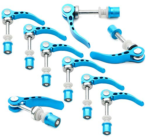 Rowiz Quick Release Bike Seat Clamp, 10-Pack Aluminum Alloy Seatpost Clamps M6 x 65mm, Lightweight Bicycle Seat Post Clamps for MTB Road Bike, Anodized Blue Black