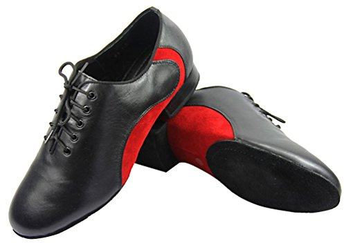 Zapatos de baile estándar para hombre modernos clásicos de tango cerrados, color Rojo, talla 40 2/3 EU