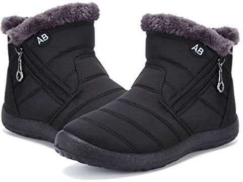 Maxome Womens Winter Snow Boots Ladies Waterproof Fur Lined Ankle Walking Boots Womens Warm Shoes Side Zipper Lightweight Outdoor Anti-Slip Girls Booties