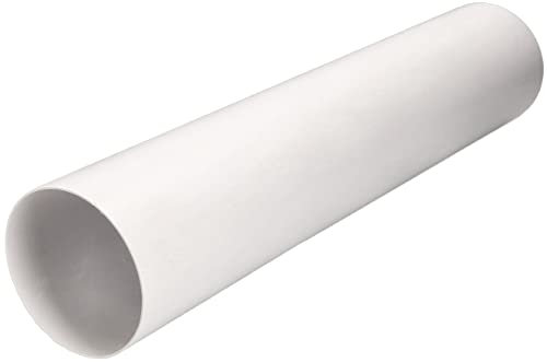 KOTARBAU® Tubo de ventilación de 50 cm, Canal redondo, Ø 100 mm, Tubo de plástico redondo, Blanco, Sistema de tubos redondos de PVC, Red de conductos de ventilación, Sistema de tuberías