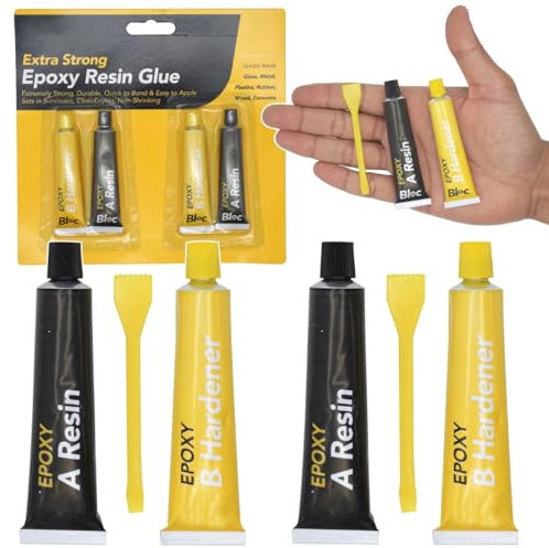 6Pcs Epoxy Resin Glue Set, Extra Strong Super Glue with Hardener, Quick 5 Minute Drying Adhesive for Metal, Glass, Wood, Ceramic, Plastic & Concrete Repairs, Clear Non-Shrinking Bond