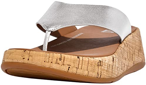 Fitflop Femme Tige d'orteil Mwb Sandale Plate, Argenté, 38 EU