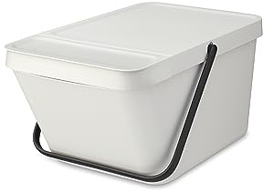 Brabantia - Sort & Go Papelera Apilable 20L - Papelera de Reciclaje Grande - Asa de Transporte - Fácil de Limpiar - Adecuada como Papelera - Accesorios de Cocina - Light Grey - 28 x 45 x 22,5 cm