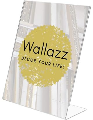 Wallazz Espositore in Plexiglass 7x10 con Supporto - Porta Menu Trasparente - Portafoto Da Tavolo Verticale - Espositore Pubblicitario - Cornice Verticale per Brochure, Depliant, Volantini